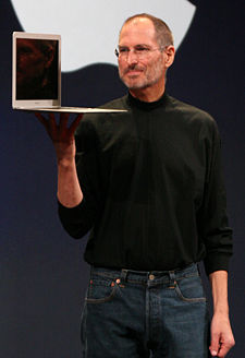 Jobs holding a MacBook Air at Macworld Conference & Expo 2008