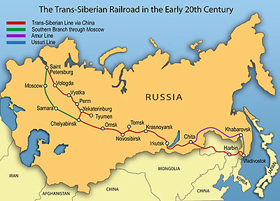 Map of the trans-Siberian Railroad from http://frontiers.loc.gov/intldl/mtfhtml/mfdev/map_TrSib.html