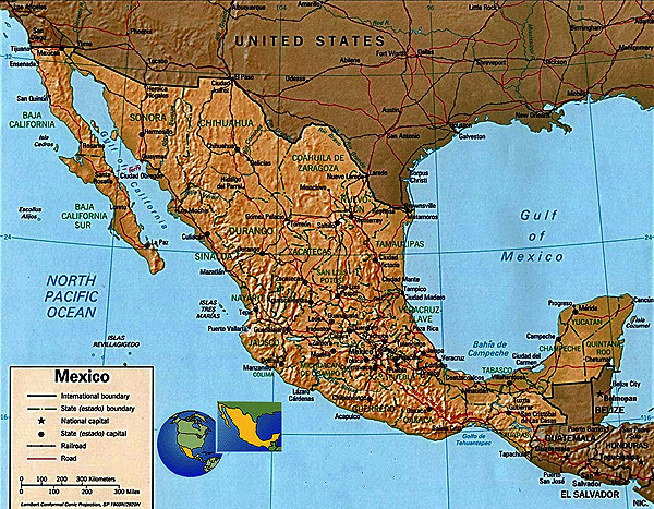 Map Of America And Mexico. Map of Mexico