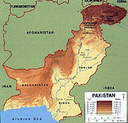 Geographical Map of Pakistan from Microsoft Publishing Platinum 2002