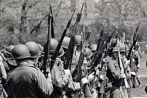 Photo of National Guard Deployed at Kent State University; courtesy Kent State Library