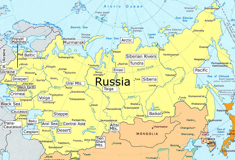 Clickable Map Of The Geography Of Russia