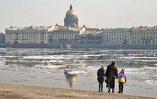 Spring Thaw, Neva River, photo courtesy Cynthia Radford at www.greenleafconsulting.com/russiapeople.htm