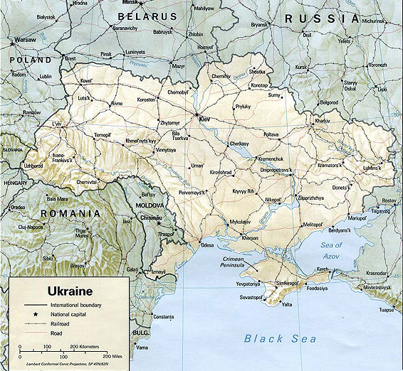 Map of the Ukraine; source is http://www.lib.utexas.edu/maps/commonwealth/ukraine_rel93.jpg